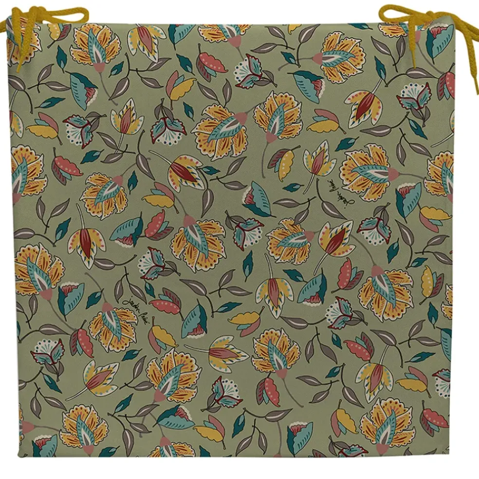 Galette de chaise extérieure en coton vert 40x40cm - Kerala