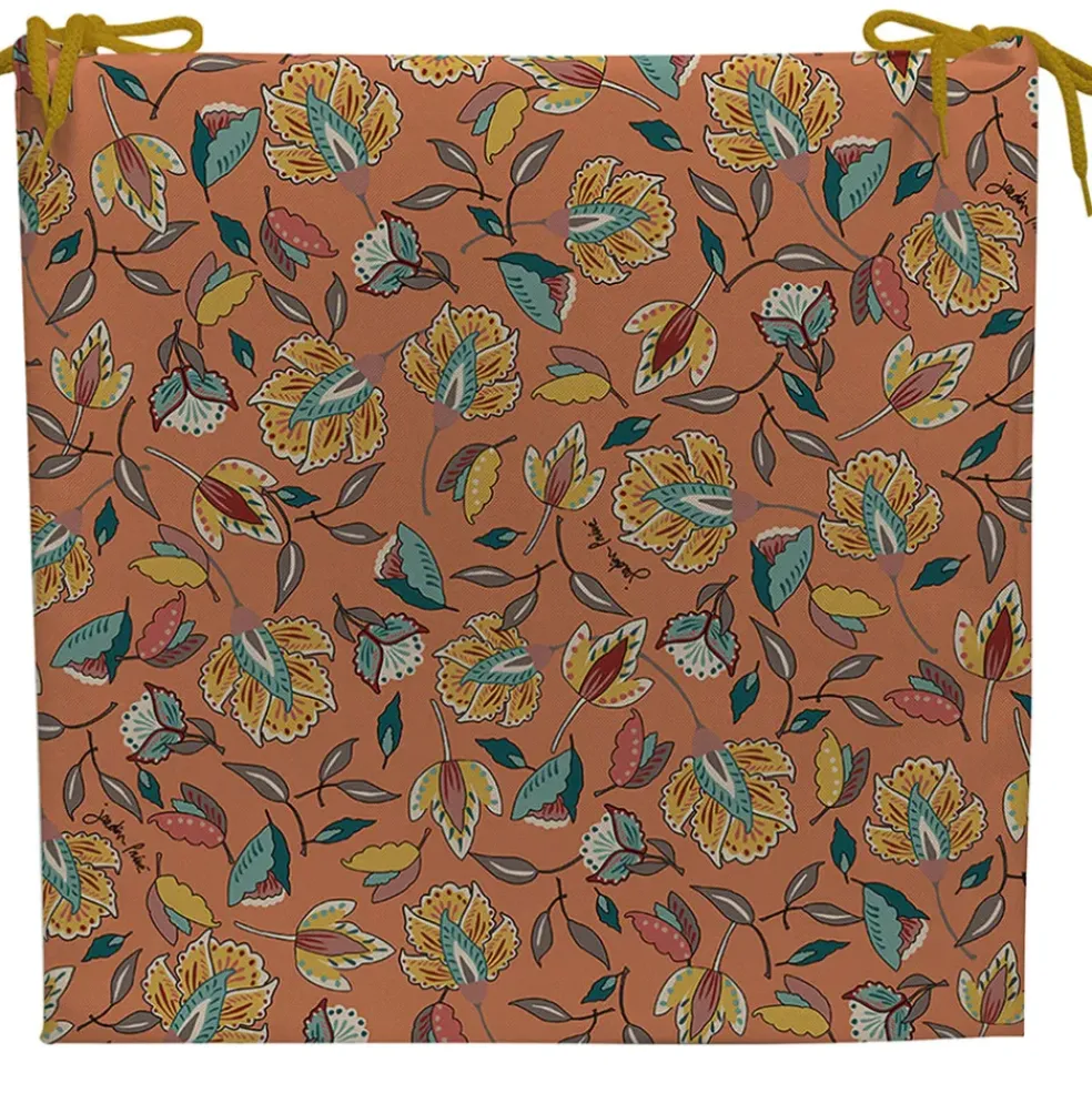 Galette de chaise extérieure en coton terracotta 40x40cm - Kerala