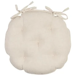 Galette de chaise ronde en coton beige d40cm - Lucile