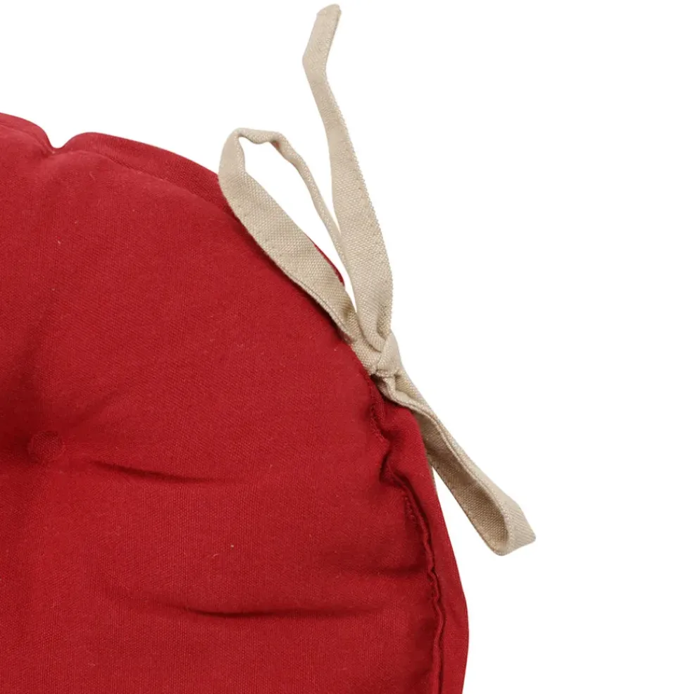 Galette de chaise ronde mami rouge en coton