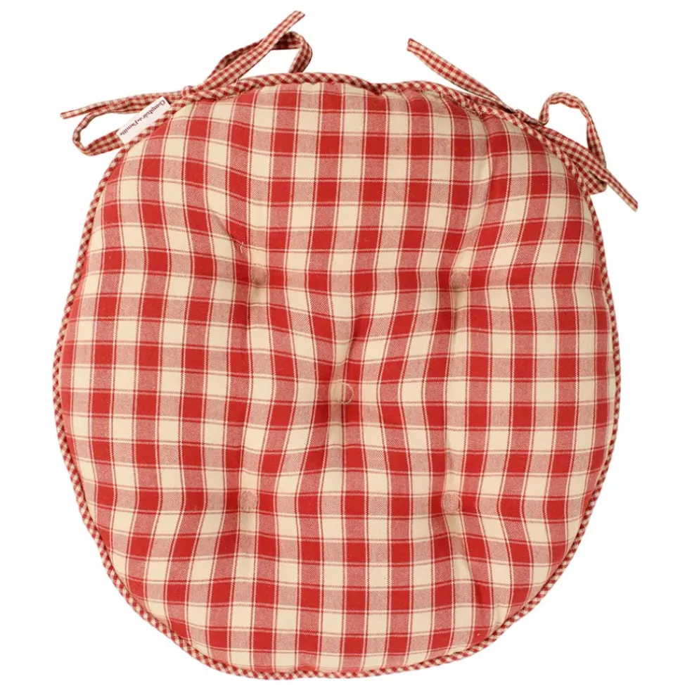 Galette de chaise ronde rouge en coton