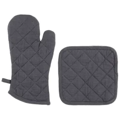Gant et manique en coton anthracite - Cellier