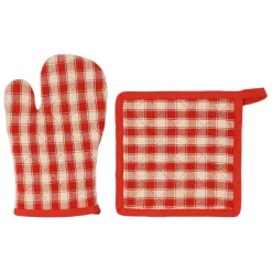 Gant manique en coton rouge 26x20cm - Campagne