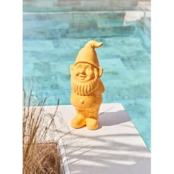 Gnome en céramique jaune - Fleurs