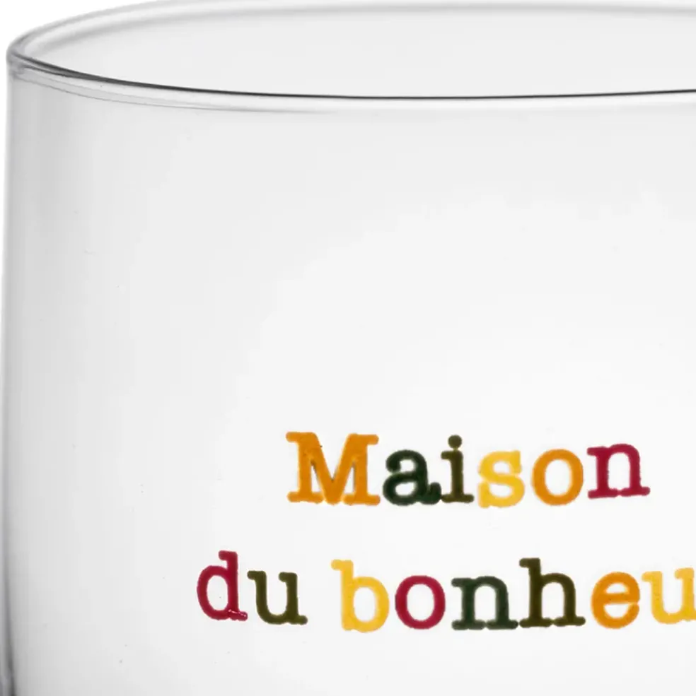 Gobelet Maison du bonheur en verre multicolore 25cl - Famille