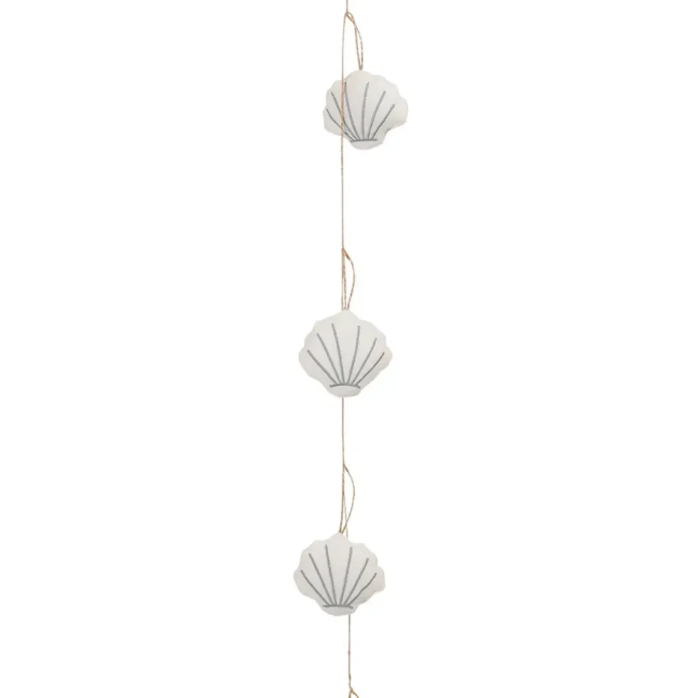 Guirlande 7 coquillages en coton et polyester écru l130cm - Eté A La Mer