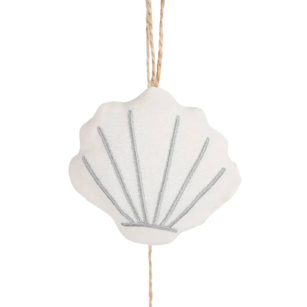 Guirlande 7 coquillages en coton et polyester écru l130cm - Eté A La Mer