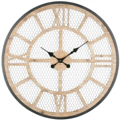 Horloge murale naturel et fer noir D72cm - Atelier