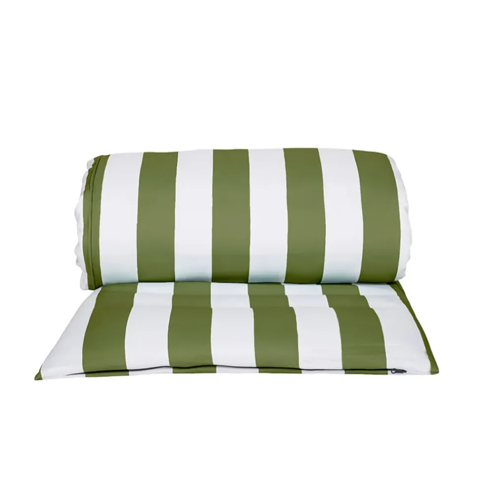 Housse bain de soleil rayée kaki 70x190cm - Riviera