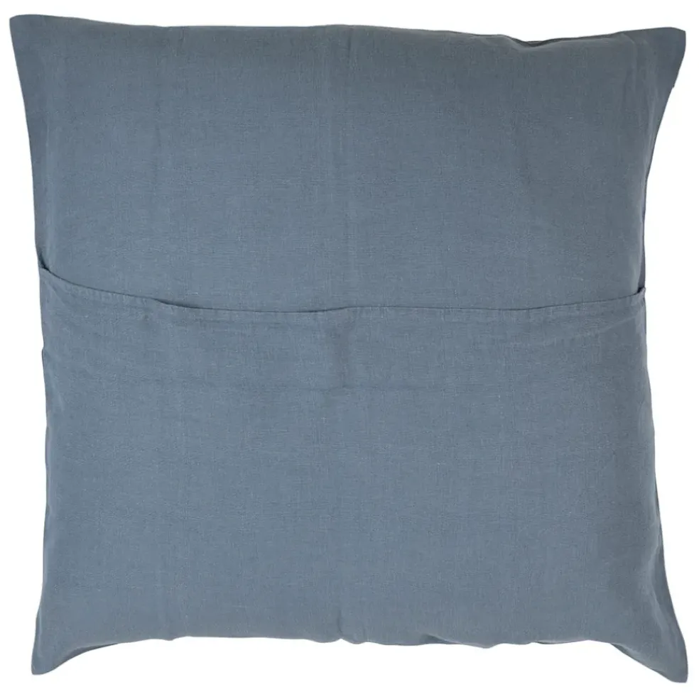 Housse coussin en lin turquin 80x80cm - Porticcio