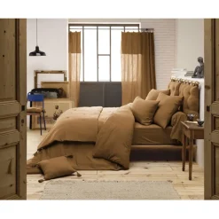 Housse de couette camel en gaze de coton 240x220cm - Gaia