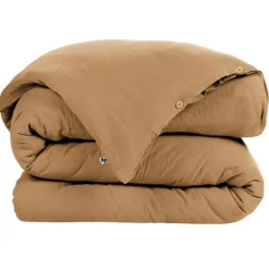 Housse de couette camel en gaze de coton 260x240cm - Gaia
