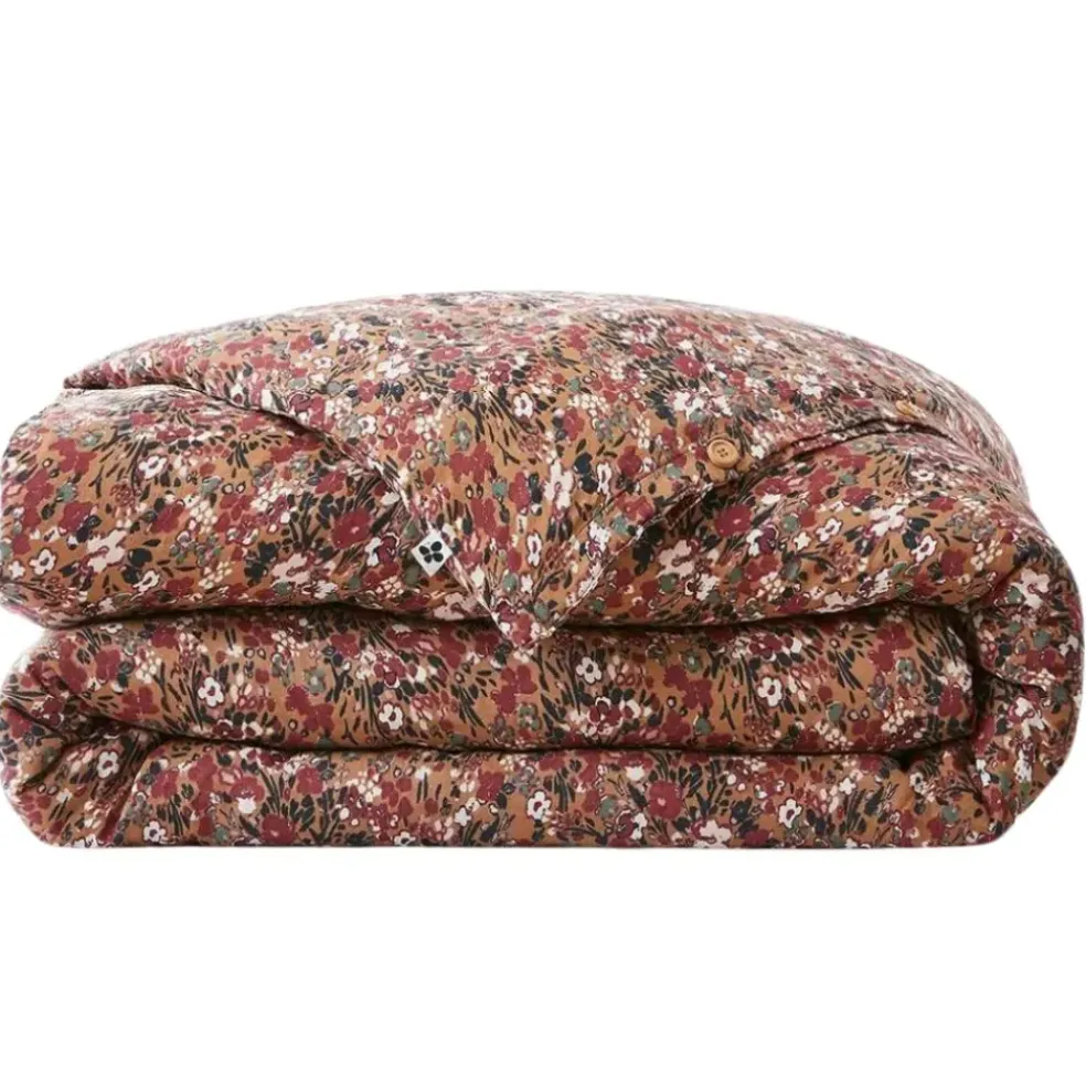 Housse de couette en gaze de coton imprimée camel 240x220cm - Capucine