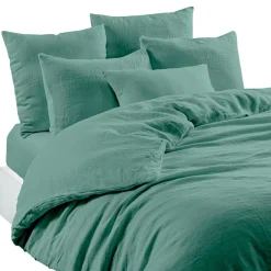 Housse de couette en lin et coton céladon 240x220cm - Limy