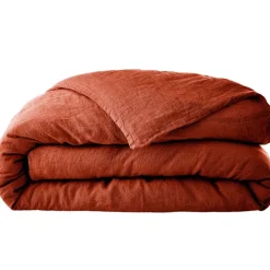 Housse de couette en lin lavé paprika 240x220cm - Soline