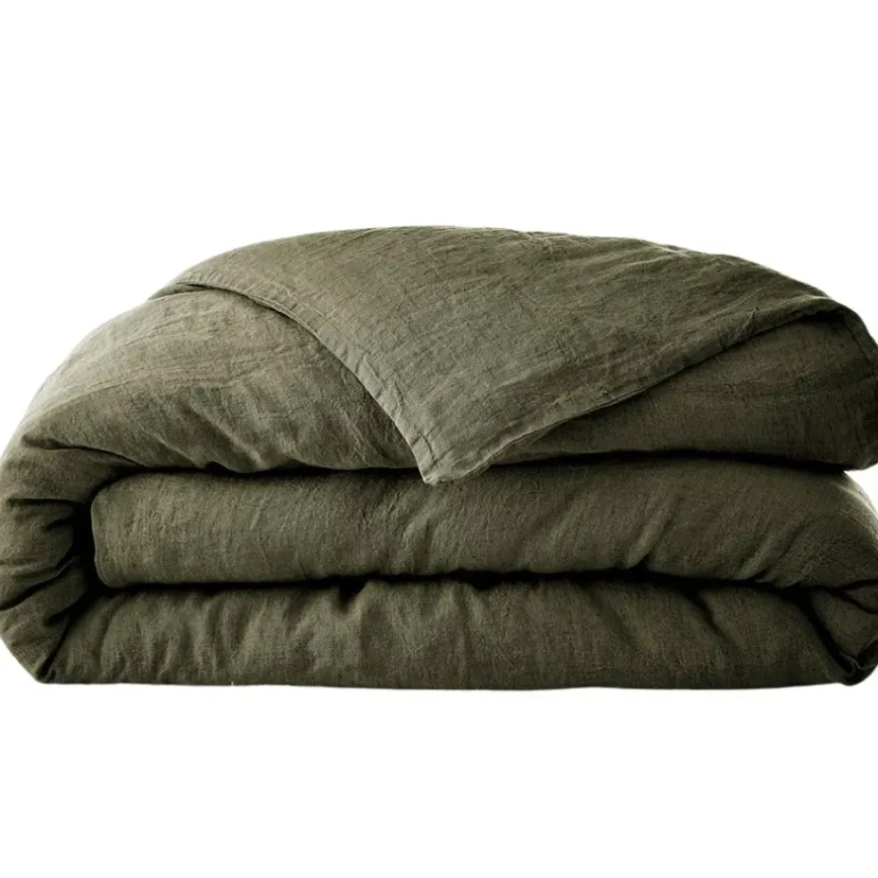 Housse de couette en lin lavé thym 260x240cm - Soline