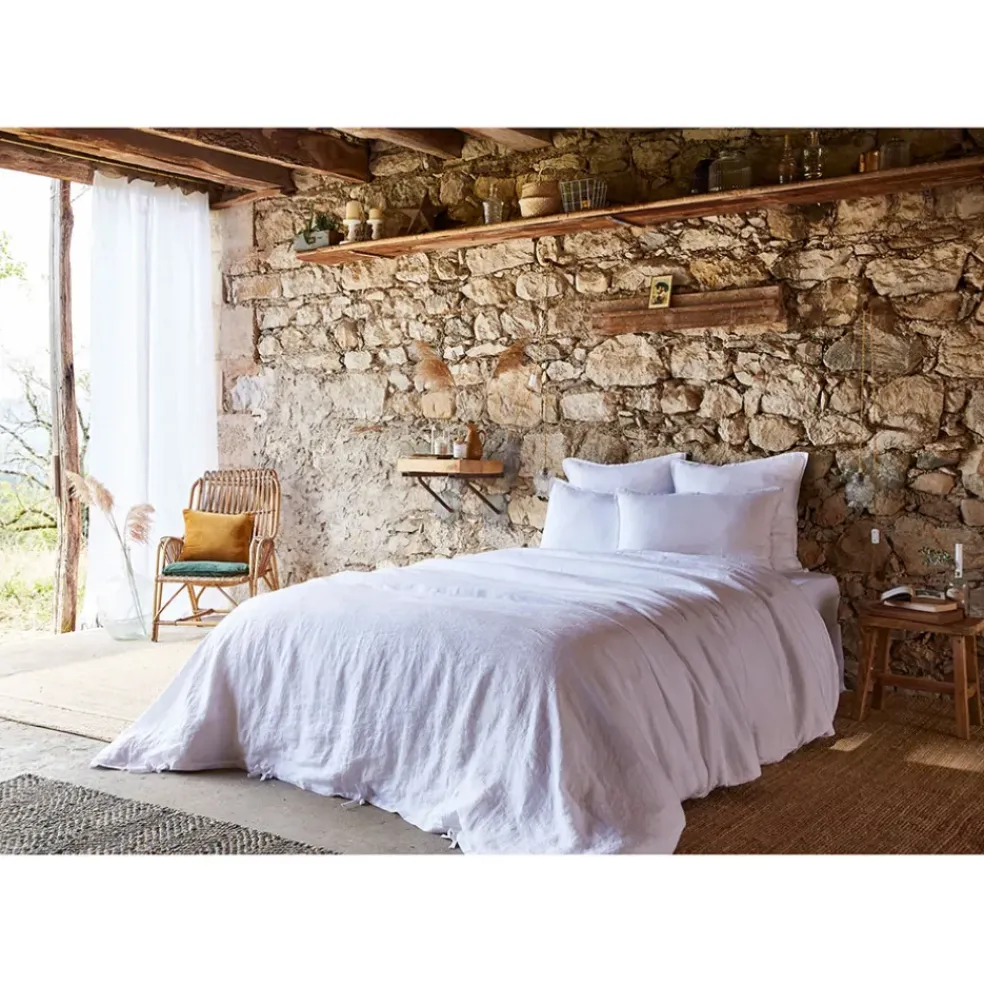 Housse de couette en lin lavé craie 260x240cm - Soline