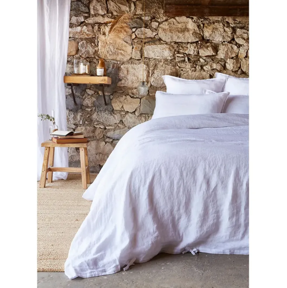 Housse de couette en lin lavé craie 260x240cm - Soline