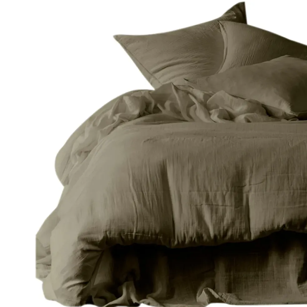 Housse de couette en voile de coton kaki 260x240cm - Dili