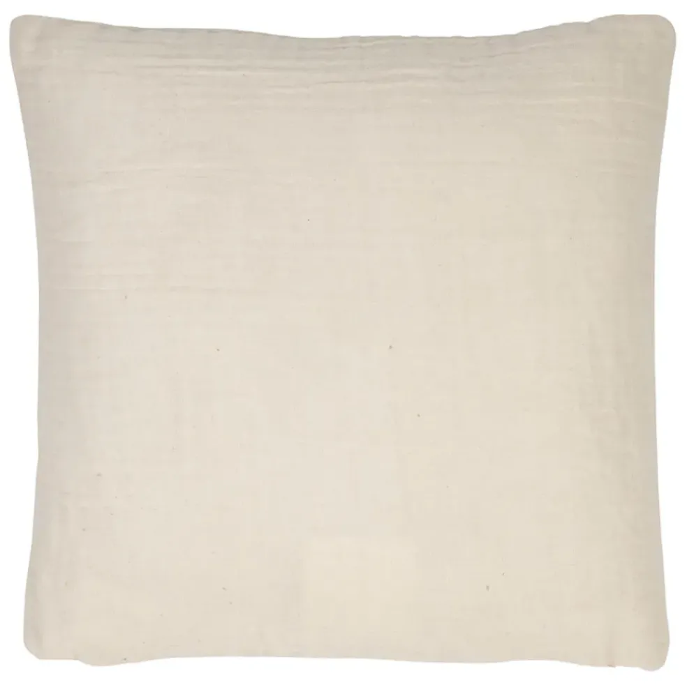 Housse de coussin bonheur en gaze de coton écru 45x45cm