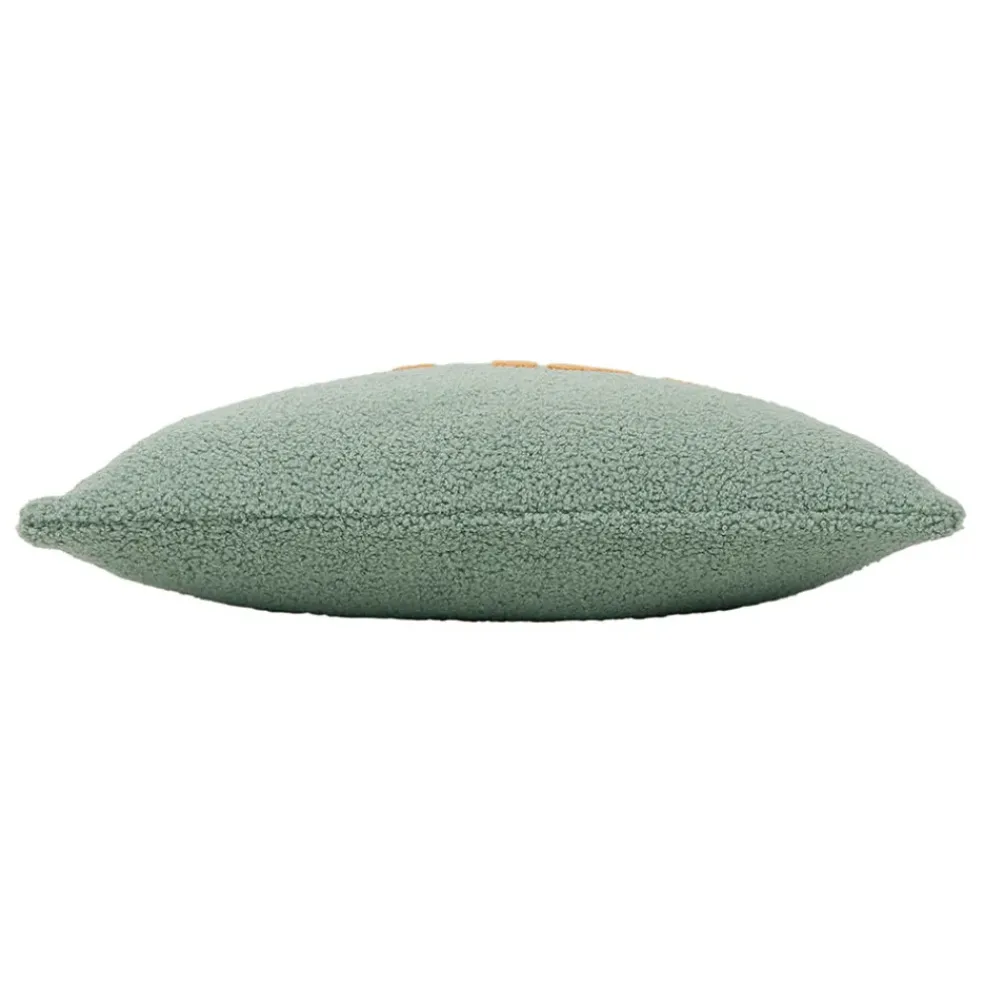 Housse de coussin bouclette "Bella" vert et camel 45x45cm - Funky