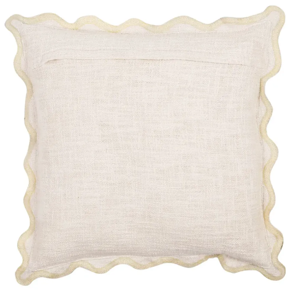 Housse de coussin brodé " More Amor"' en coton écru et vert 45x45cm - Lumi