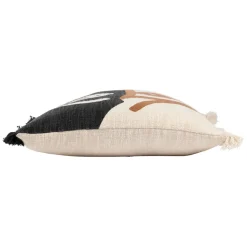 Housse de coussin brodee écru et noir 45x45cm - madeira
