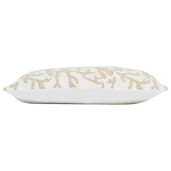 Housse de coussin coton motif coreil blanc et beige 50x30cm - estran