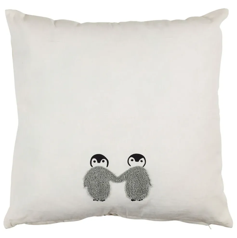 Housse de coussin écru et gris 45x45cm - Banquise
