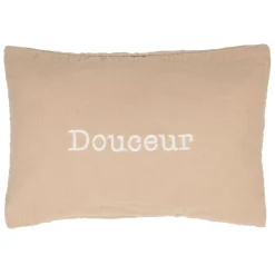 Housse de coussin douceur en gaze de coton terracotta 50x35cm