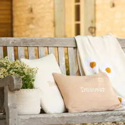 Housse de coussin douceur en gaze de coton terracotta 50x35cm