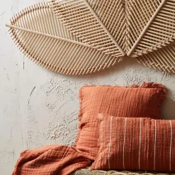 Housse de coussin earth notes terracotta 45x45cm gaze de coton