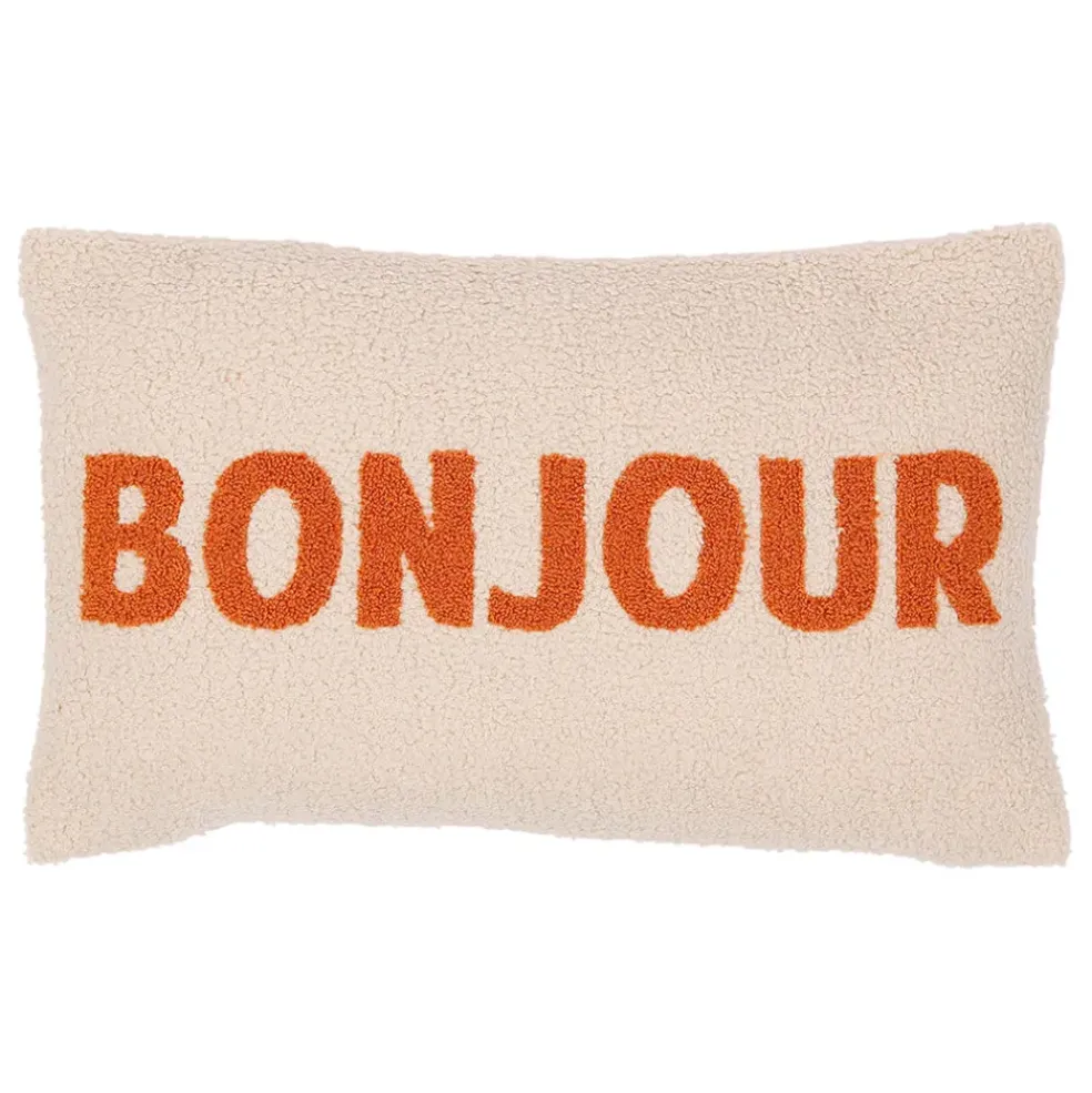 Housse de coussin en bouclettes ecru 50x30cm - Funny
