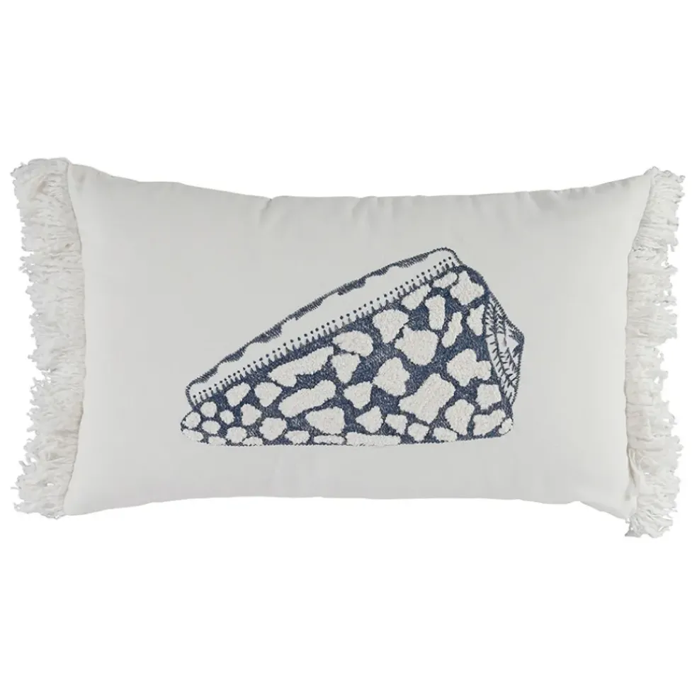 Housse de coussin en coton cauri bleu marine 50x30cm - Bord De Mer