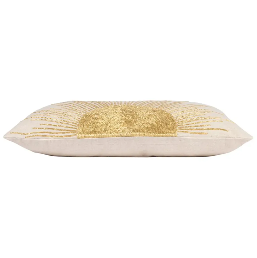 Housse de coussin en coton et lin blanc 50x30cm - Soleil
