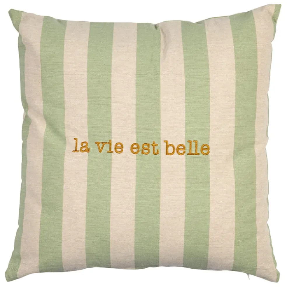 Housse de coussin en coton vert 45x45cm - Famille