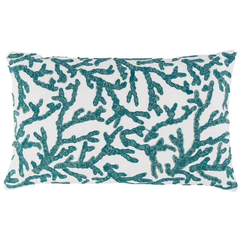 Housse de coussin en coton corail turquoise 50x30cm - Estran