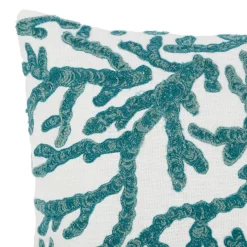 Housse de coussin en coton corail turquoise 50x30cm - Estran
