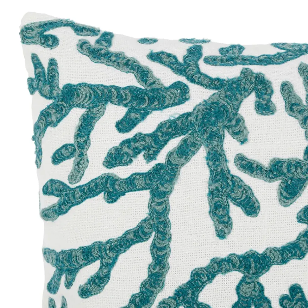 Housse de coussin en coton corail turquoise 50x30cm - Estran