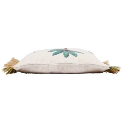 Housse de coussin en coton et jute vert et écru 45x45cm - Patchuca