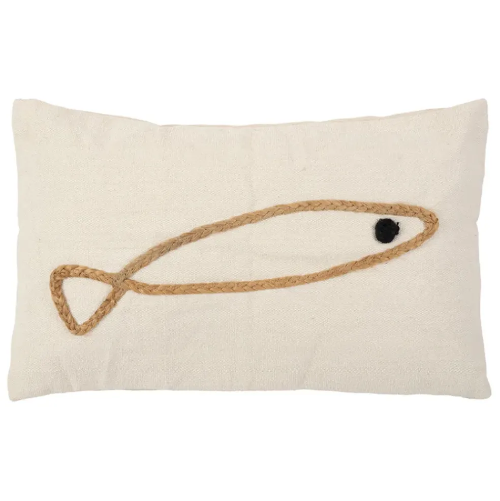 Housse de coussin en coton écru et jute naturel 50x30cm - Eté A La Mer