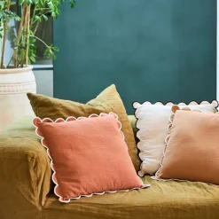 Housse de coussin en coton pêche 45x45cm - Nomadea