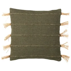 Housse de coussin en coton et jute Kaki 45x45cm - Kolore