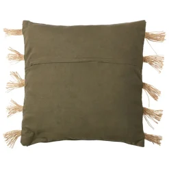 Housse de coussin en coton et jute Kaki 45x45cm - Kolore