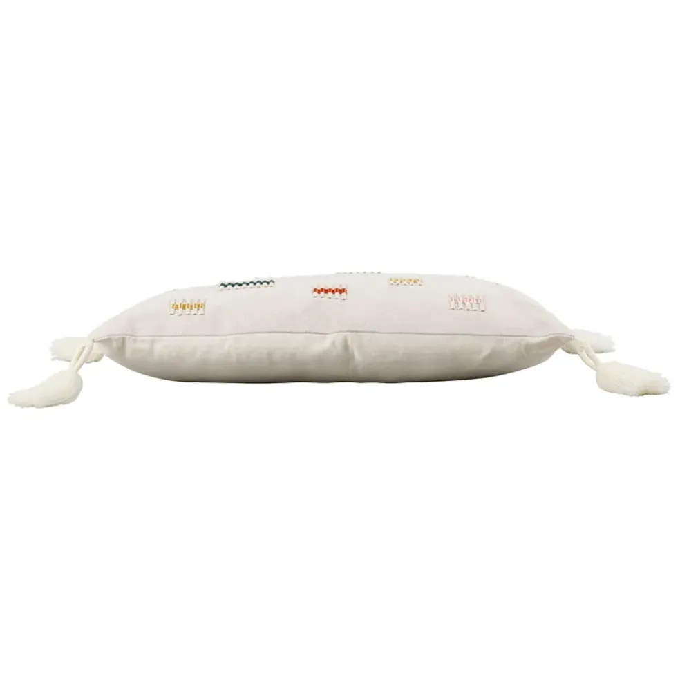 Housse de coussin en coton brodée multicolore 50x30cm - Patchuca