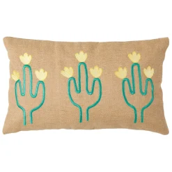 Housse de coussin en jute naturel et coton vert 50x30cm - Patchuca