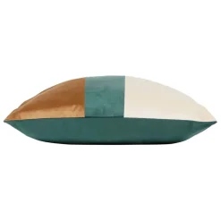 Housse de coussin en velours émeraude et camel 45x45cm - Mocoa