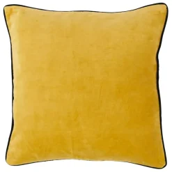 Housse de coussin en velours de coton moutarde 45x45cm - Velvetin