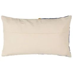 Housse de coussin en velours coton indigo et écru 50x30cm - Neo