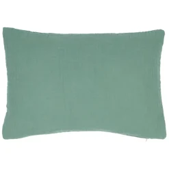 Housse de coussin famille en gaze de coton sauge 50x35cm